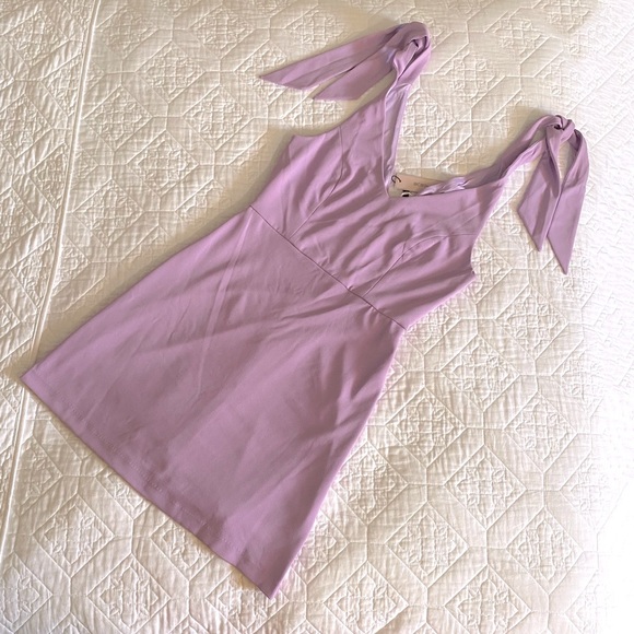 BCBGeneration Liam Tie-Sleeve Adjustable Mini Dress Violet Pink 6 - Picture 4 of 7